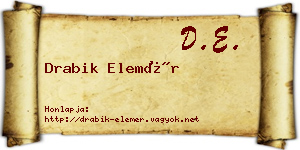 Drabik Elemér névjegykártya